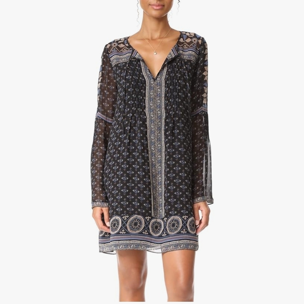 JOIE silk Sheyla dress Navy blue geometric XXS, NWT